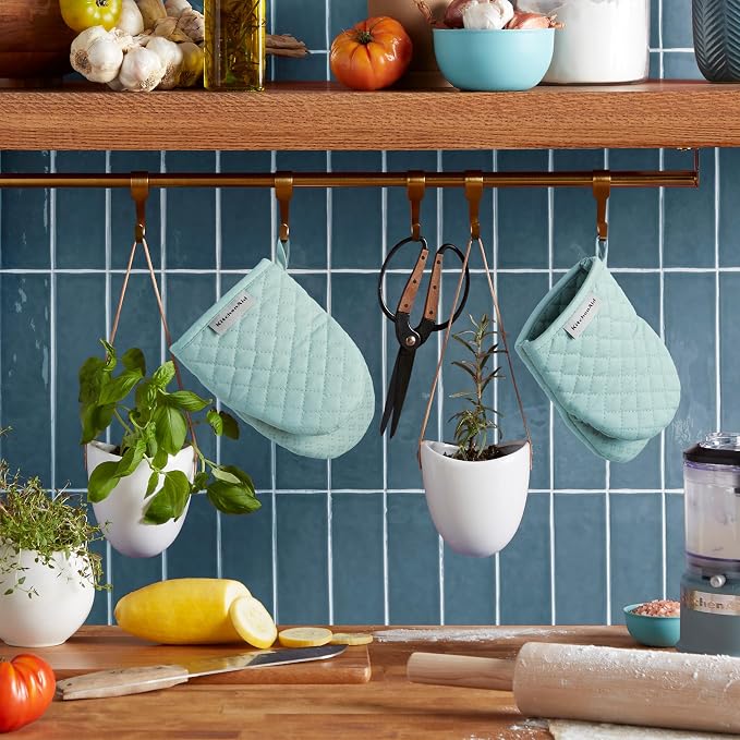KitchenAid Asteroid Mini Oven Mitt 2-Pack Set, Mineral Water Aqua - Image 3