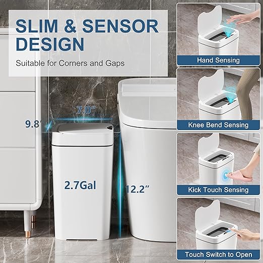 Vanpopubs 2 Pack 2.7 Gal Bathroom Trash Can - Image 4