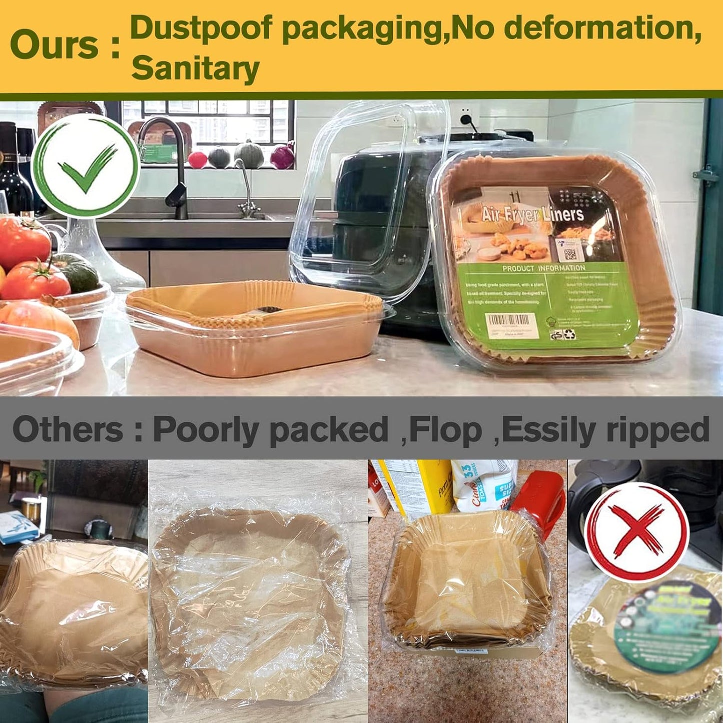 Air Fryer Liners Disposable for CHEFMAN Air Fryer, Power XL Air Fryer Liners, 6 qt 8QT Air Fyrer Liners, 9.5 inch Parchment Paper Liners for 10 Qt 12-Quart Air Fryer Oven