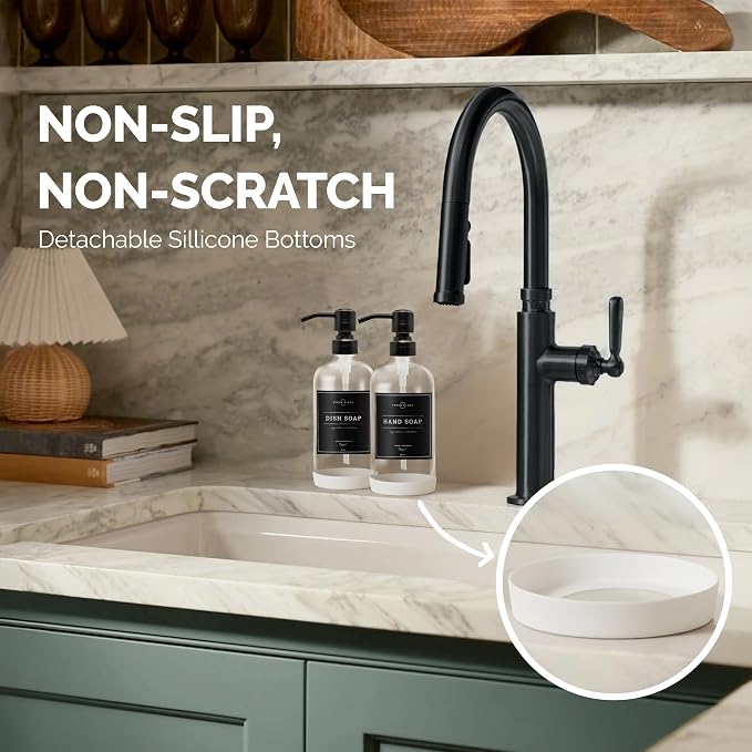 Vine Creations Clear Glass Soap Dispenser, 2 Pack Kitchen Soap Dispenser Set - Image 3