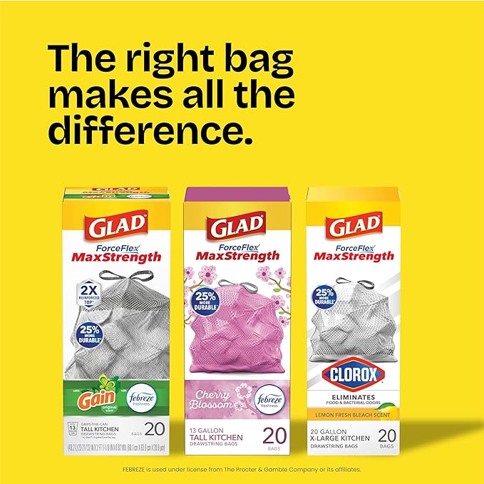 Glad Tall Kitchen Trash Bags 13 Gallon, MaxStrength Cherry Blossom Garbage Bags - Image 9