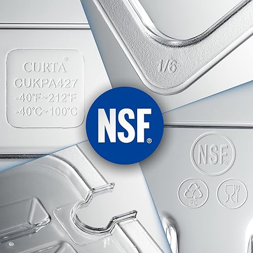 CURTA 6 Pack NSF Food Pan Cover, 1/6 Size Clear Polycarbonate Lid - Image 5