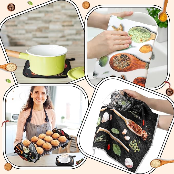 Fourluoo 10 Pcs Farmhouse Kitchen Decor and Accessories Set 4 Kitchen Towels 2 - Image 4