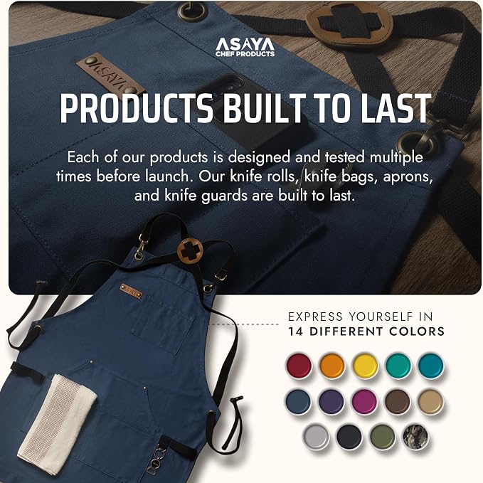 Asaya Chef and BBQ Apron with Bottle Opener and Hand Towel - 10oz Cotton Canvas - Image 6