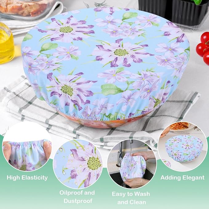 5 Pieces Bowl Covers Reusable, 5 Size Elastic Cloth Bowl Covers - Image 5