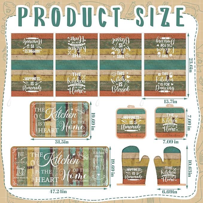 Fourluoo 10 Pcs Farmhouse Kitchen Decor and Accessories Set 4 Kitchen Towels 2 - Image 3