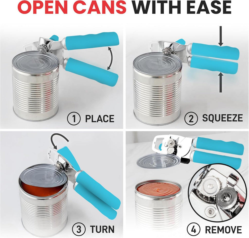 Zulay Kitchen Manual Can Opener with Bottle Opener with Turn Knob
