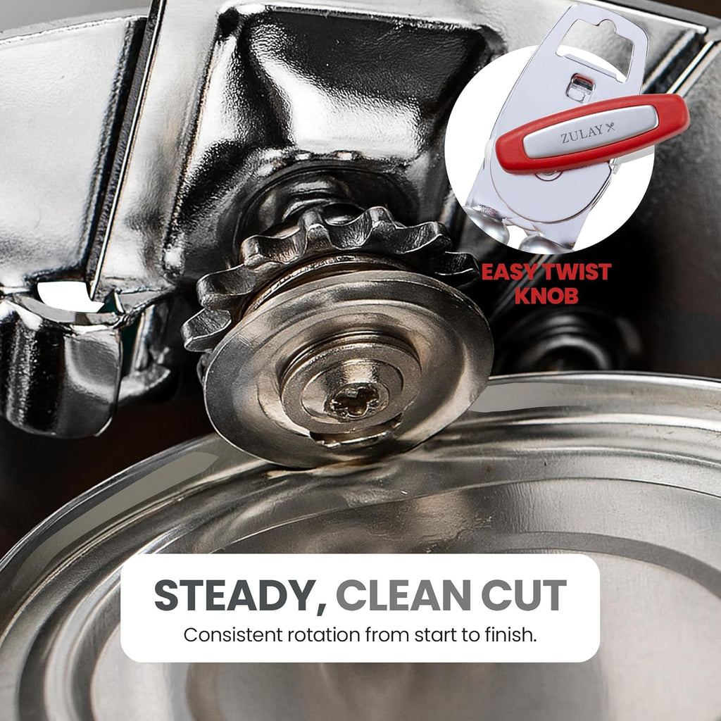 Zulay Kitchen Manual Can Opener with Bottle Opener with Turn Knob