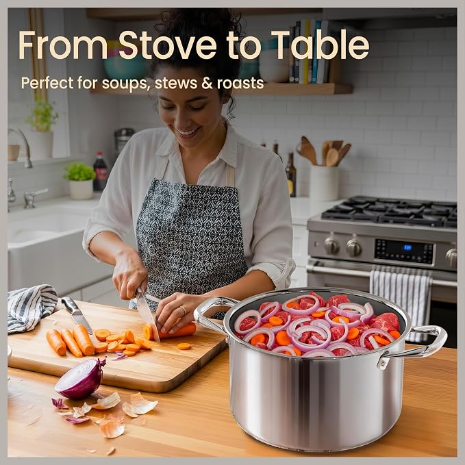 Stainless Steel Stockpot with Tempered Glass Lid 3 Quart, Durable 18/0 - Image 5