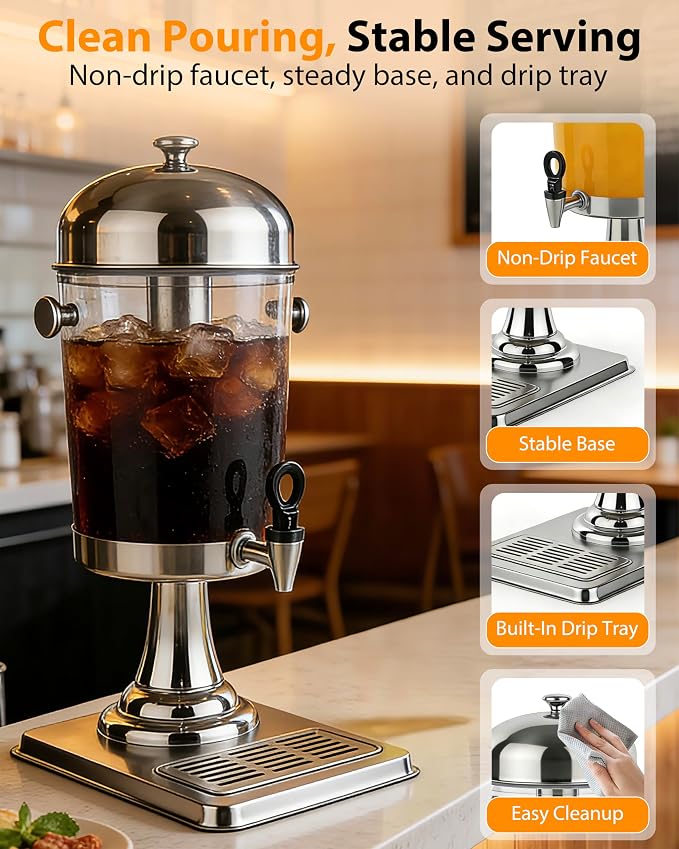 Beverage Dispenser with Stand, 2 Gallon Drink Dispenser - Image 4