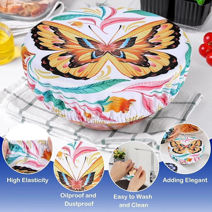 5 Pieces Bowl Covers Reusable, 5 Size Elastic Cloth Bowl Covers - Image 6