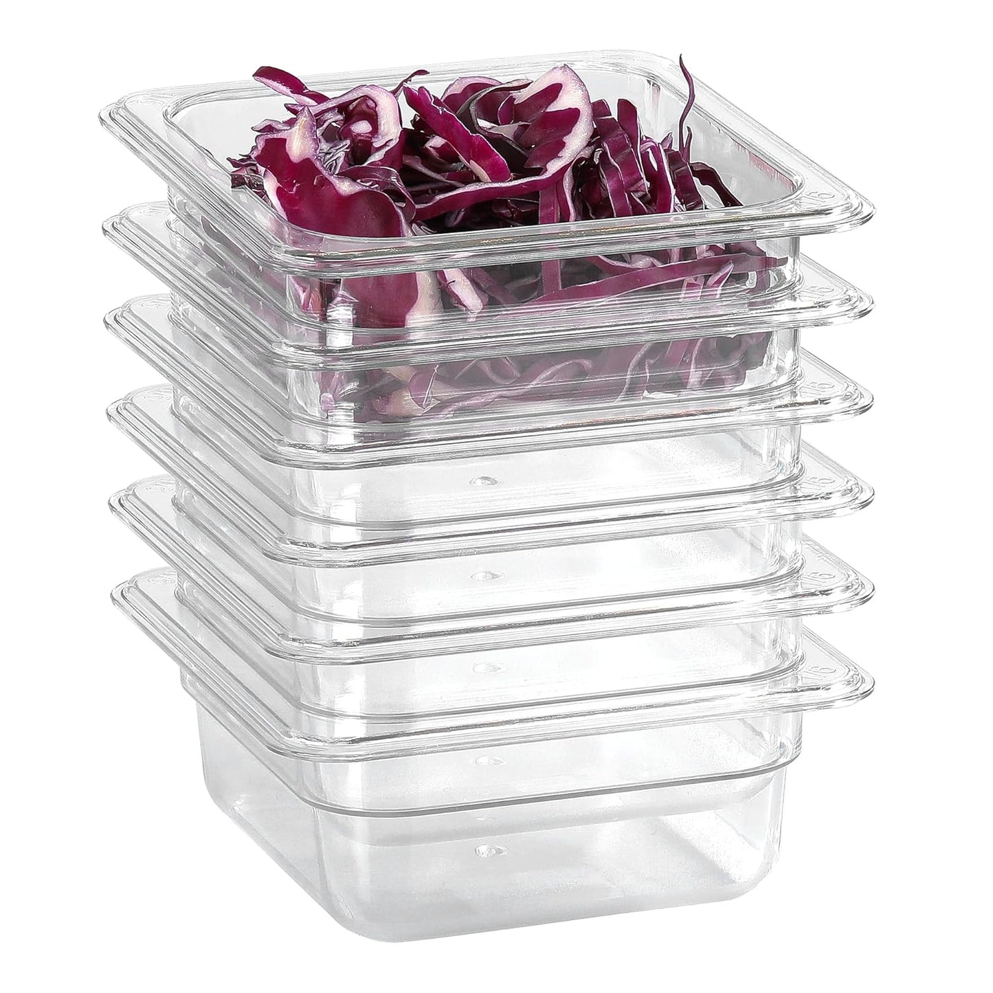 1/6 Clear Food Pans 6 pack 2.5 Inch Deep Pan Stackable Polycarbonate Food Pan for Commercial Kitchen Restaurant Use BPA free