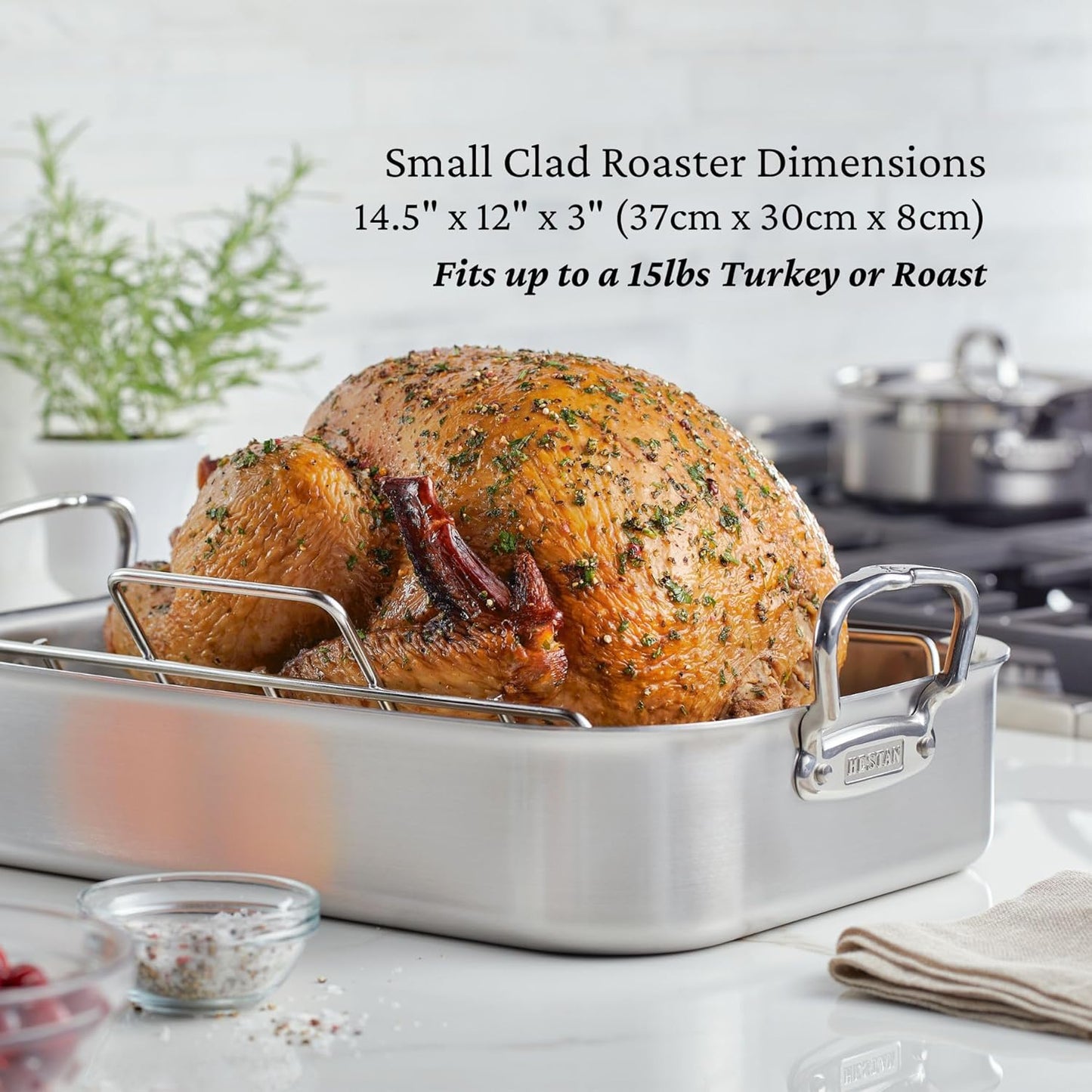 Hestan Provisions – 14.5" Classic Clad Roaster with Stainless Steel Rack
