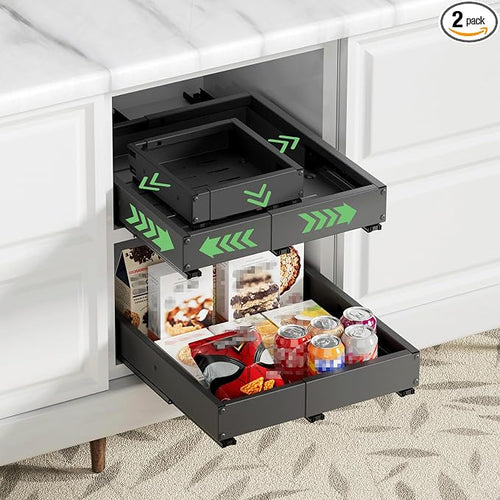 2 Pack Pull out Cabinet Organizer, Width Depth, by BUFOR