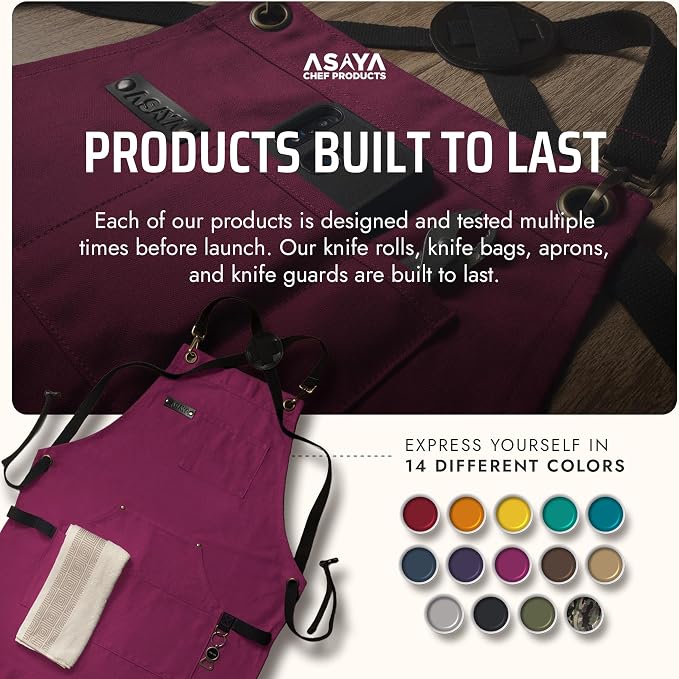 Asaya Chef and BBQ Apron with Bottle Opener and Hand Towel - 10oz Cotton Canvas - Image 6