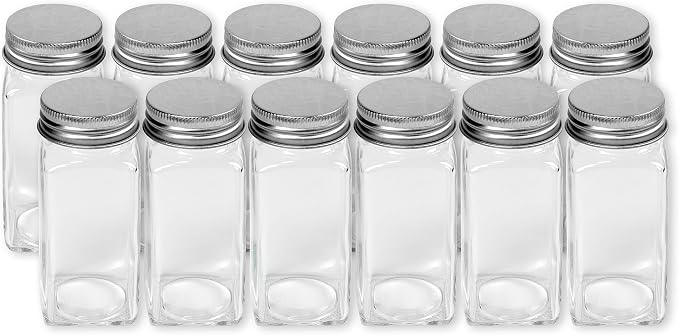 Simple Houseware Spice Jars 4 Ounce Square Glass Bottles - Image 3