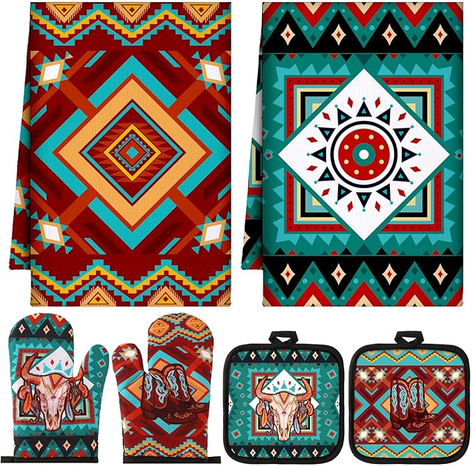 Jingmore 6 Pcs Kitchen Decor Set Accessorie Farmhouse Kitchen Towels Pot by Jingmore
