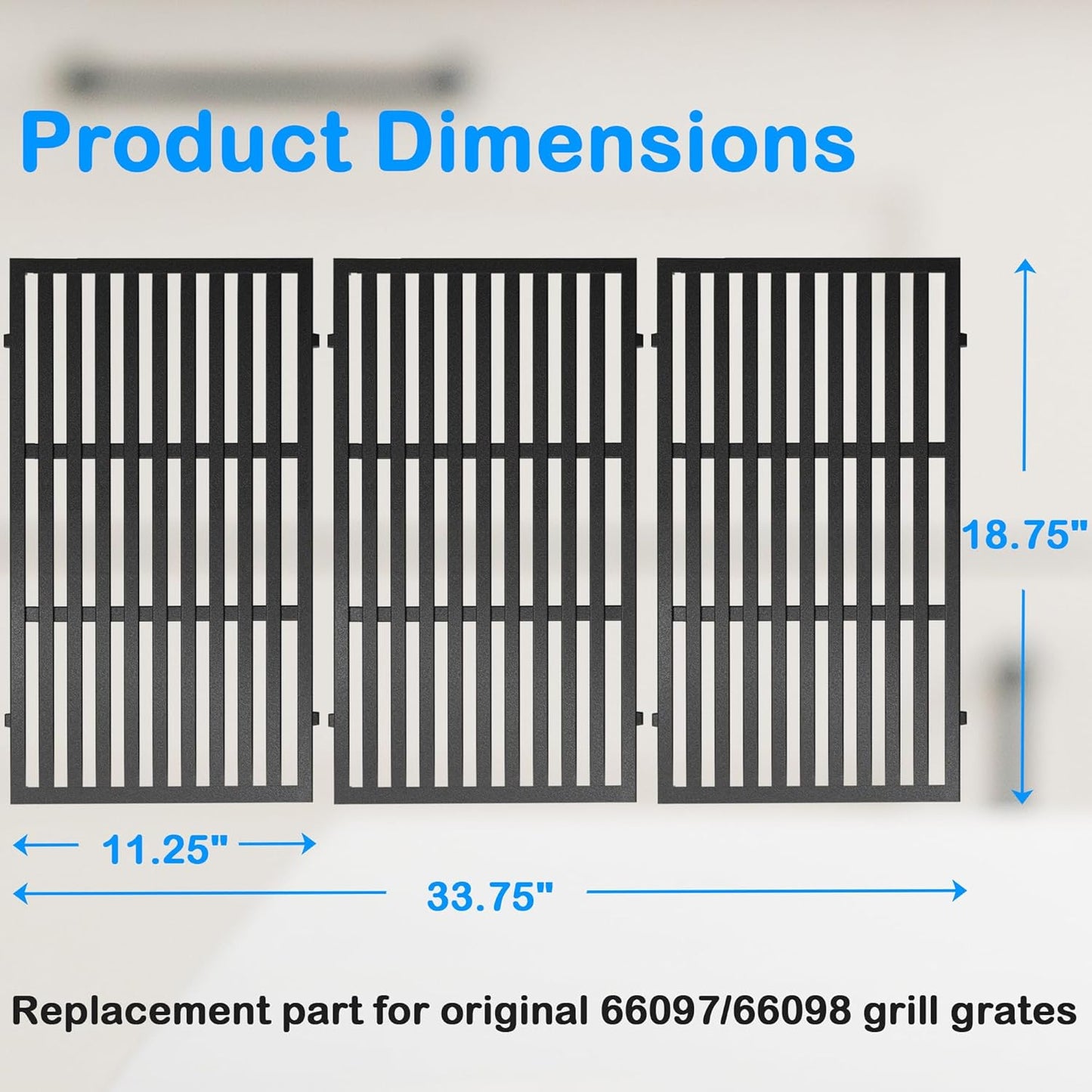 Cast Iron Cooking Grates for Weber Genesis II 400 & II LX 400 Series, Genesis II E/S-410, E/S-435, LX E/S-440, LX E-410/SE-410 Gas Grills, Replacement for Weber 66097 66089, Set of 3