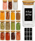 ComSaf Spice Jars with Label 4oz 16 Pack, Glass Spice Jars with Bamboo Lid by ComSaf