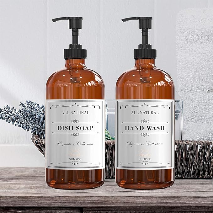 Sunrise Premium, 16 OZ Thick Amber Glass Soap Dispenser - Image 7