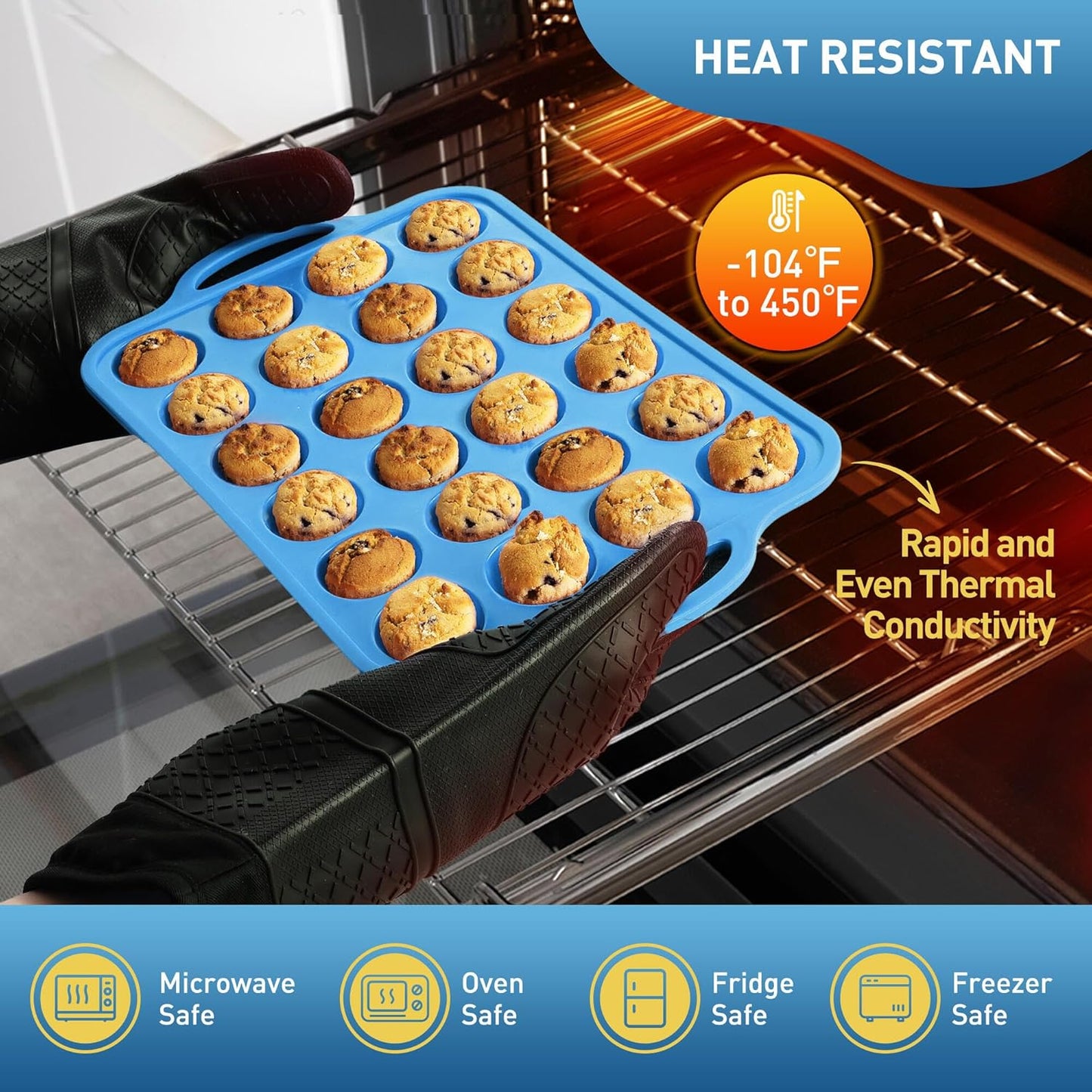 2 Packs 24 Cups Silicone Muffin Pan with Metal Reinforced Frame Mini Size Cupcake Pan Tray Egg Bites Cookie Molds Muffin Tin Tart Pans chocoflan mold Baking Sheet Set Breakfast Sandwiches