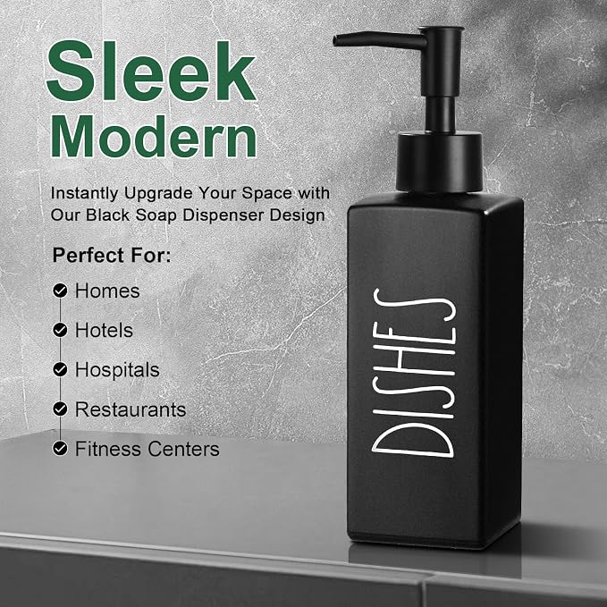Hand and Dish Soap Dispenser Set, Matte Black Dish Dispenser Bottle - Image 4