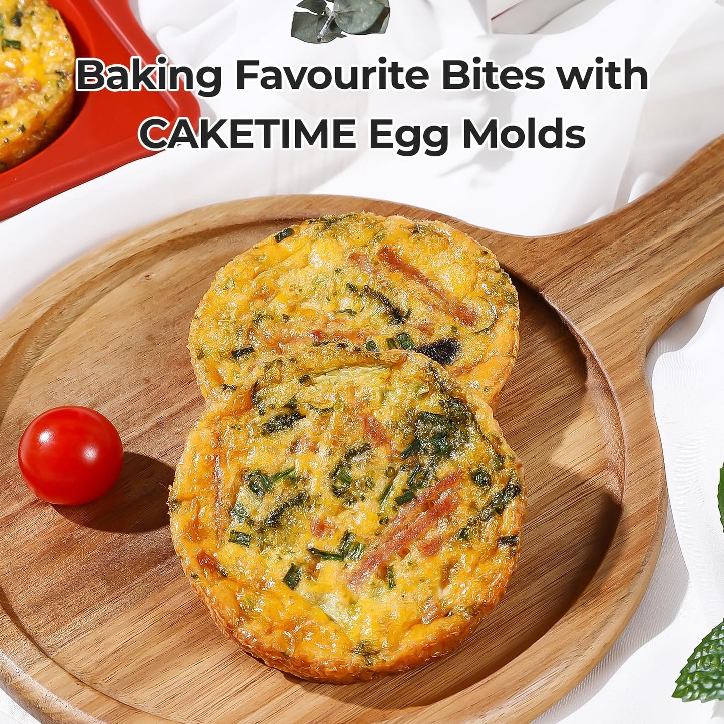 CAKETIME Muffin Top Pan Non Stick,4 Inch Metal Frame Round Egg Baking Pan for Oven English Muffins, Whoopie Pies, Corn Bread, Egg Bites, Breakfast Sandwiches Tarts Red