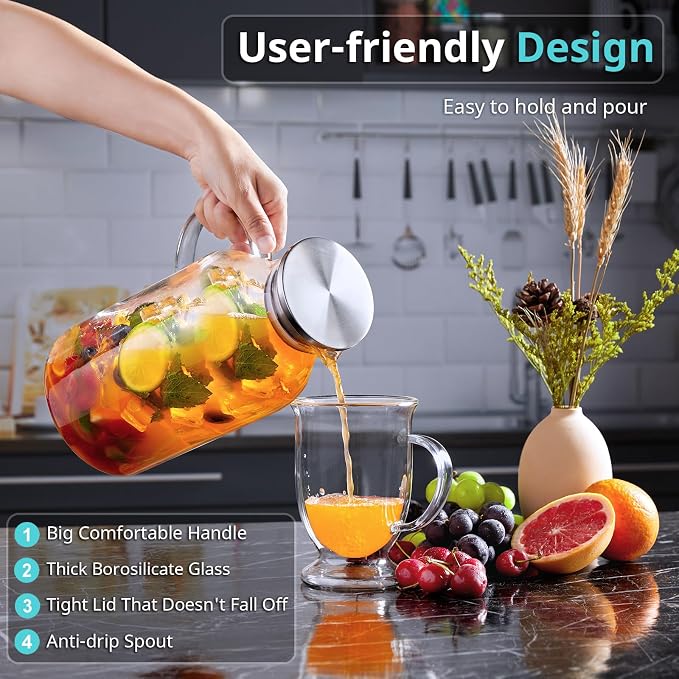 Bivvclaz 3 Liter 101 oz Glass Pitcher - Image 3