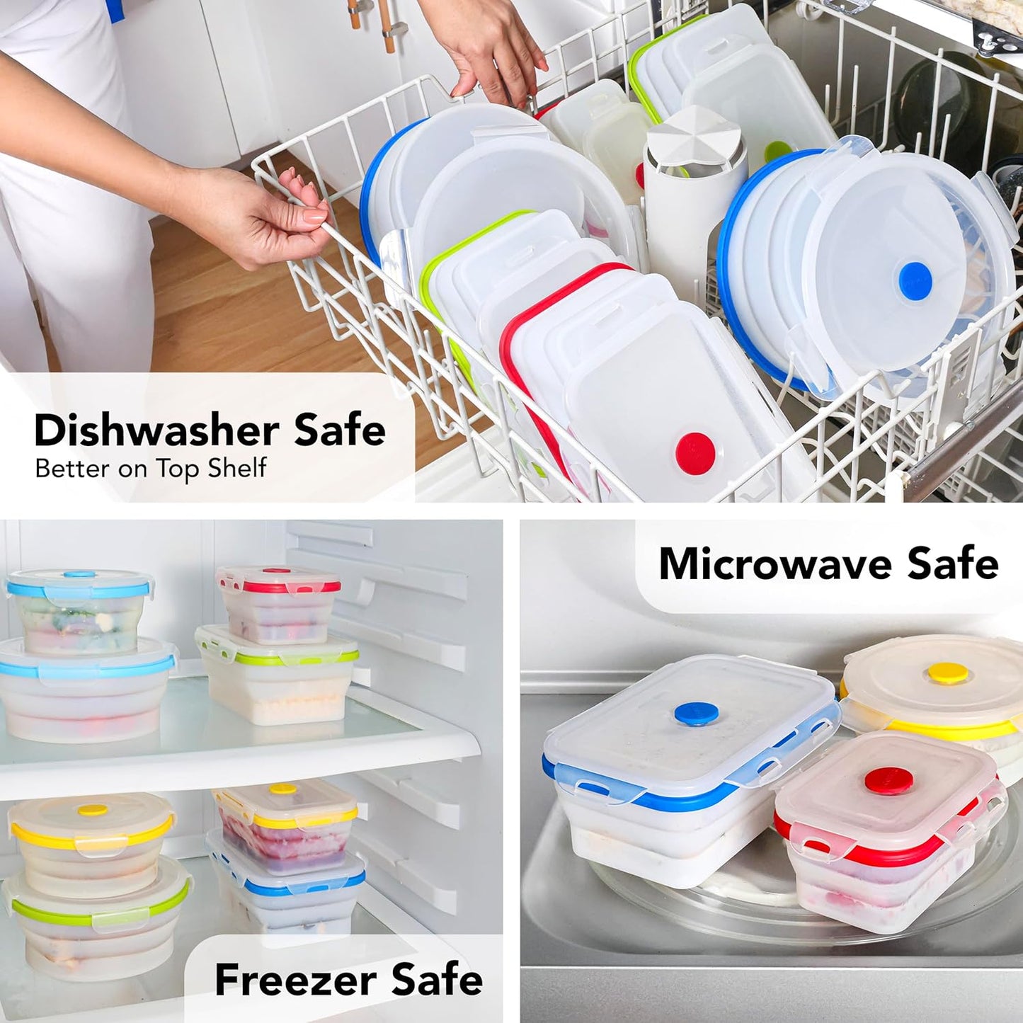 Small Collapsible Silicone Containers, Perfect for Snacks, Travel, Space-Saving Storage, Set of 4