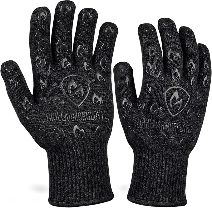 Grill Armor Oven Gloves with Fingers – Extra Long Cuff, 932°F Heat, Fire & Cut by GrillArmorGloves