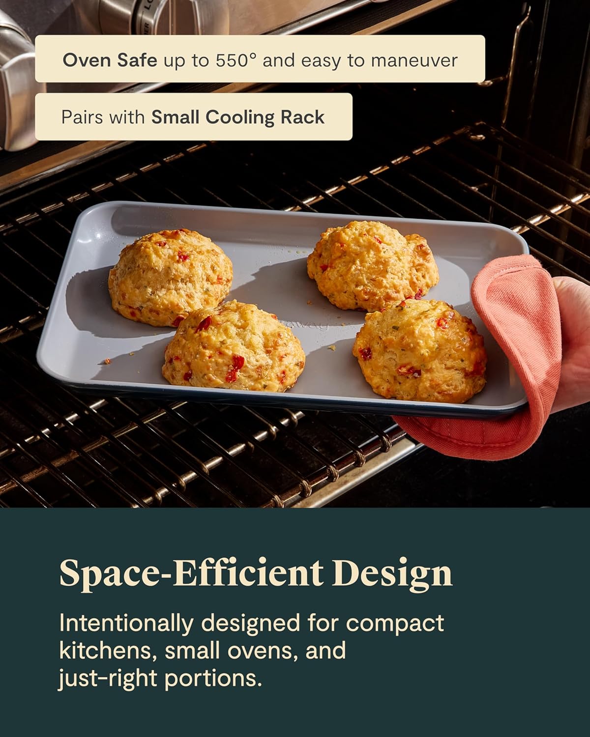 Caraway Nonstick Ceramic Small Baking Sheet (9x13”) – Non-Toxic, PTFE & PFOA Free – Oven Safe – Aluminized Steel Core – Mini Sheet Pan for Baking, Roasting & More - Black