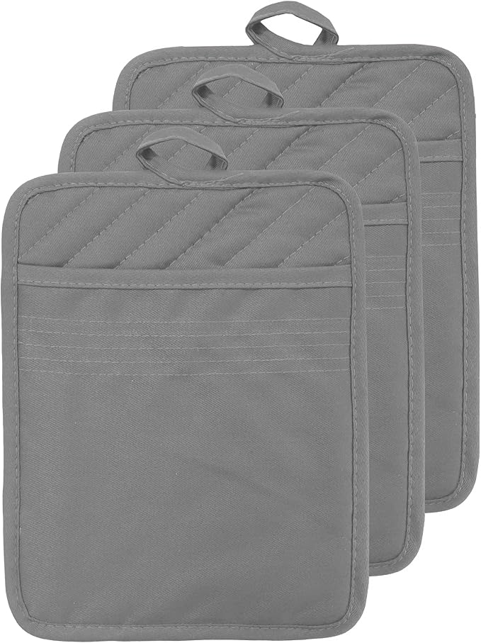 Oven Pot Holder with Pocket Cotton Heat Resistant Coaster Potholder Kitchen Hot by VEIKERY