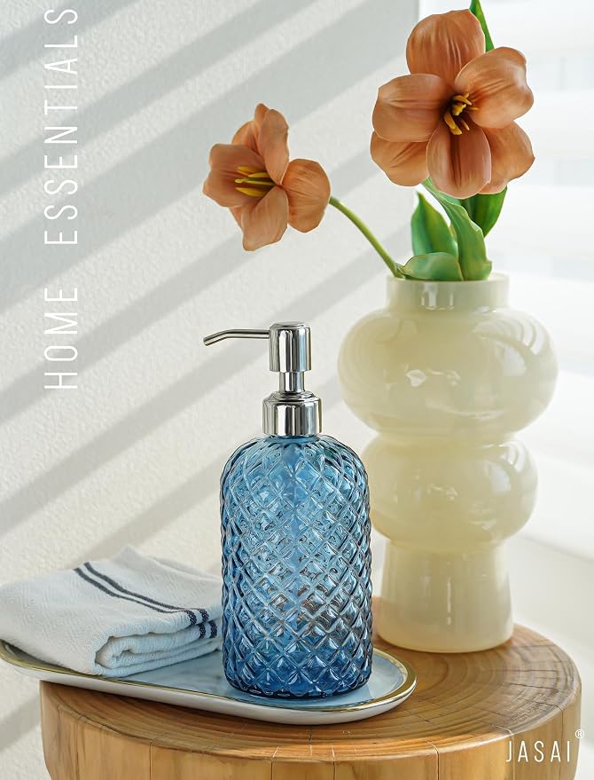 JASAI 18Oz Gem Patterned Glass Soap Dispenser - Image 6