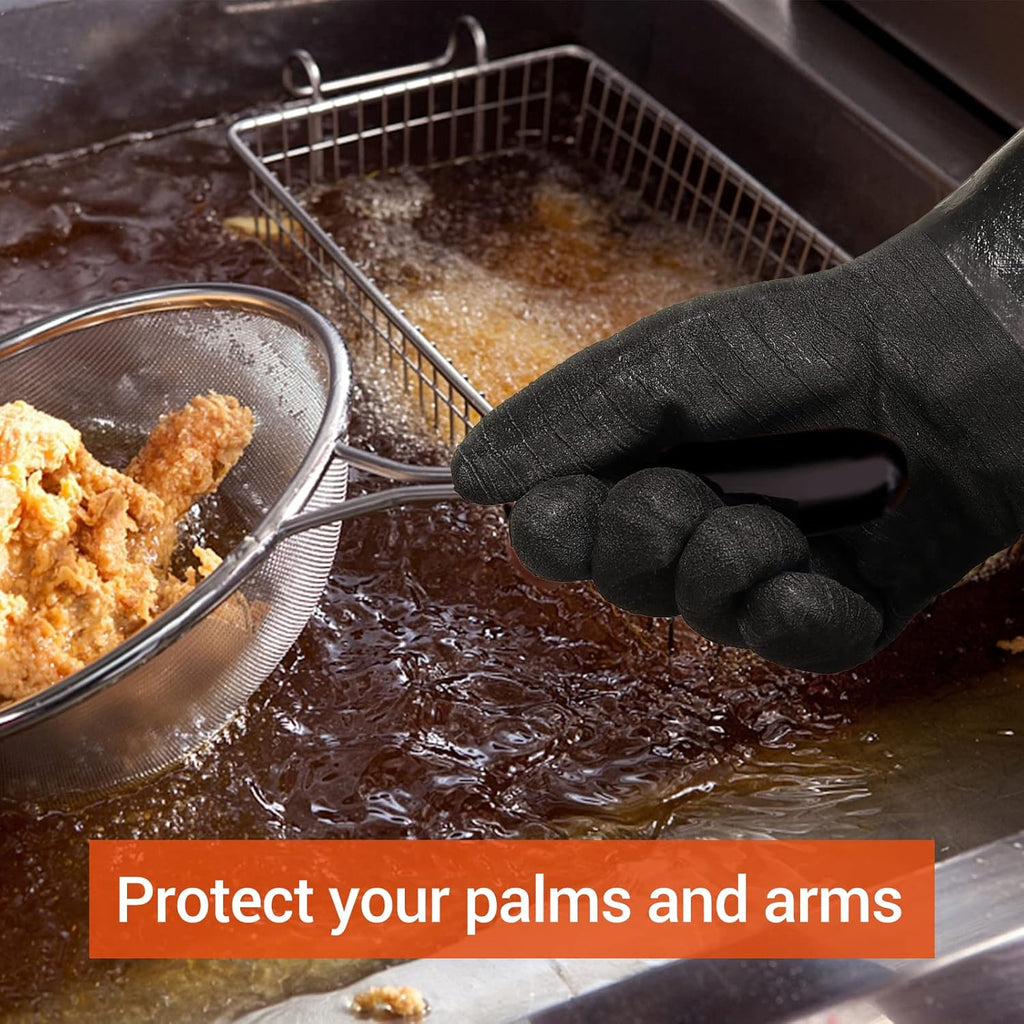 932°F Extreme Heat Resistant BBQ Gloves, Waterproof Oven & Fryer Gloves, Oil Resistant Neoprene Grill Gloves for Baking, Smoker, 14 inch