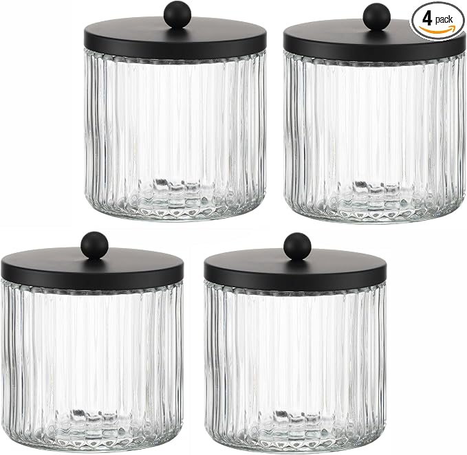 KMwares 4-Pack Glass Qtip Holder Dispenser Set by KMwares
