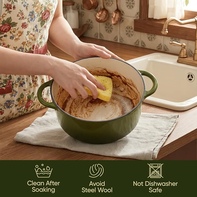 4.5 Quart Dutch Oven Pot with Lid, Non Stick Enameled Cast Iron Dutch Oven - Image 6