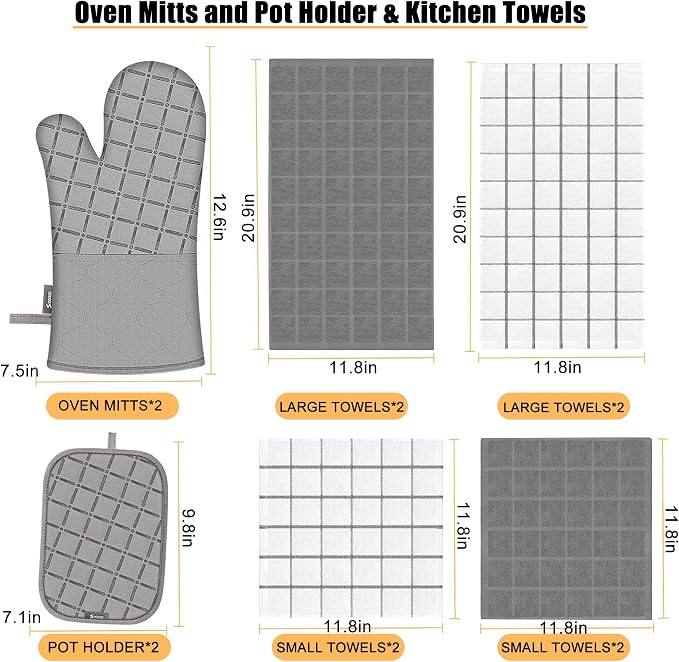Oven Mitts Kitchen Towels and Dishcloths Pot Holders Sets, Oven Gloves Kitchen - Image 2