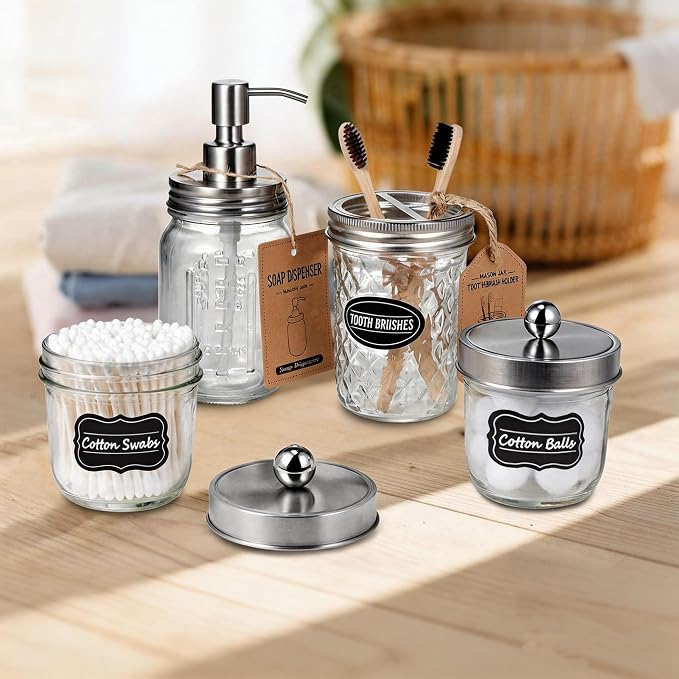 Amolliar Mason Jar Liquid Soap Dispenser, Stainless Steel Mason Jar Lid & Pump - Image 7