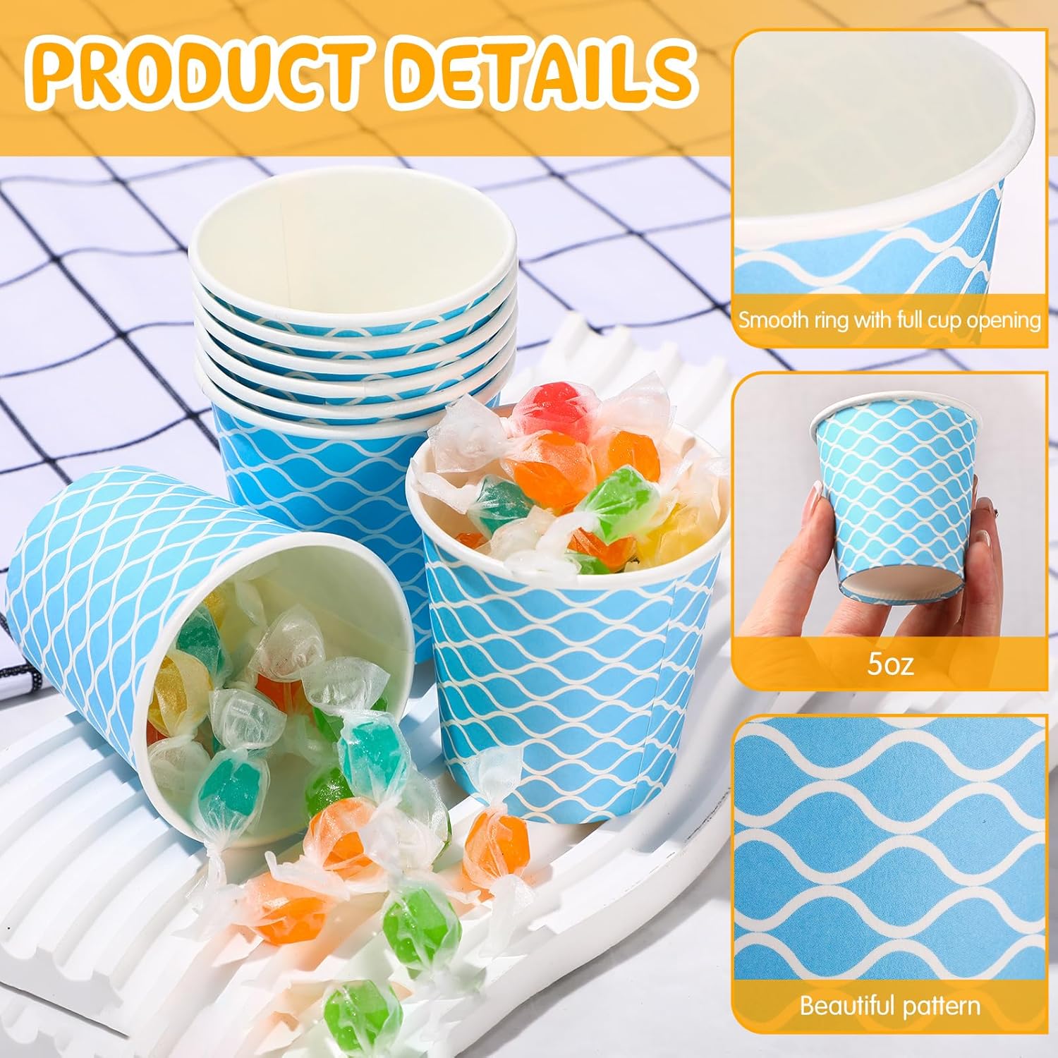 Thenshop 1000 Pieces 5 oz Wave Multicolor Paper Disposable Cups Colorful Small Kid Mouthwash Cups for Coffee Drinking Beverage Travel Picnics Barbecues Party, 10 Colors