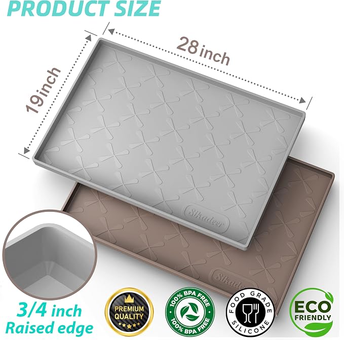 SIKADEER 28" x 19" Under Sink Mat Waterproof, Silicone Mat Kitchen Drawer Shelf - Image 3