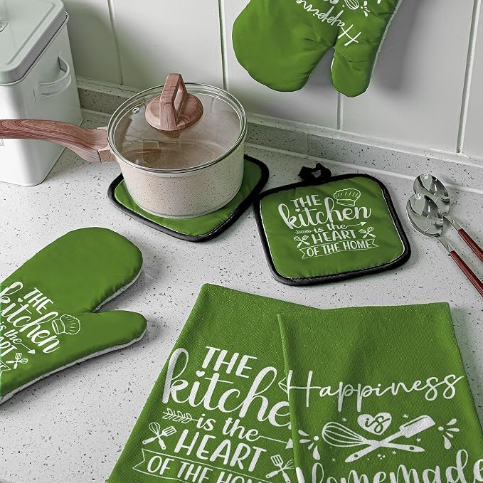 Sratte 6 Pcs Kitchen Decor Accessories Set Farmhouse Towels Pot Holders Oven - Image 3