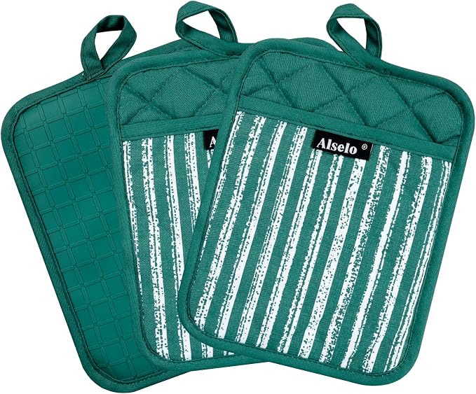 Alselo Silicone Pot Holders Set of 3 Heat Resistant & Non Slip Potholders - Image 8