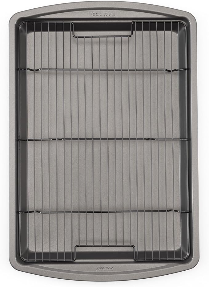 GoodCook 15” x 10.5” Nonstick Carbon Steel Baking Pan & Raised Wire Rack – by GoodCook
