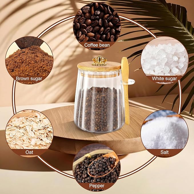 2 Pack Sugar Jar with Lid and Spoon, 24oz Large Glass Spice Jars - Image 5