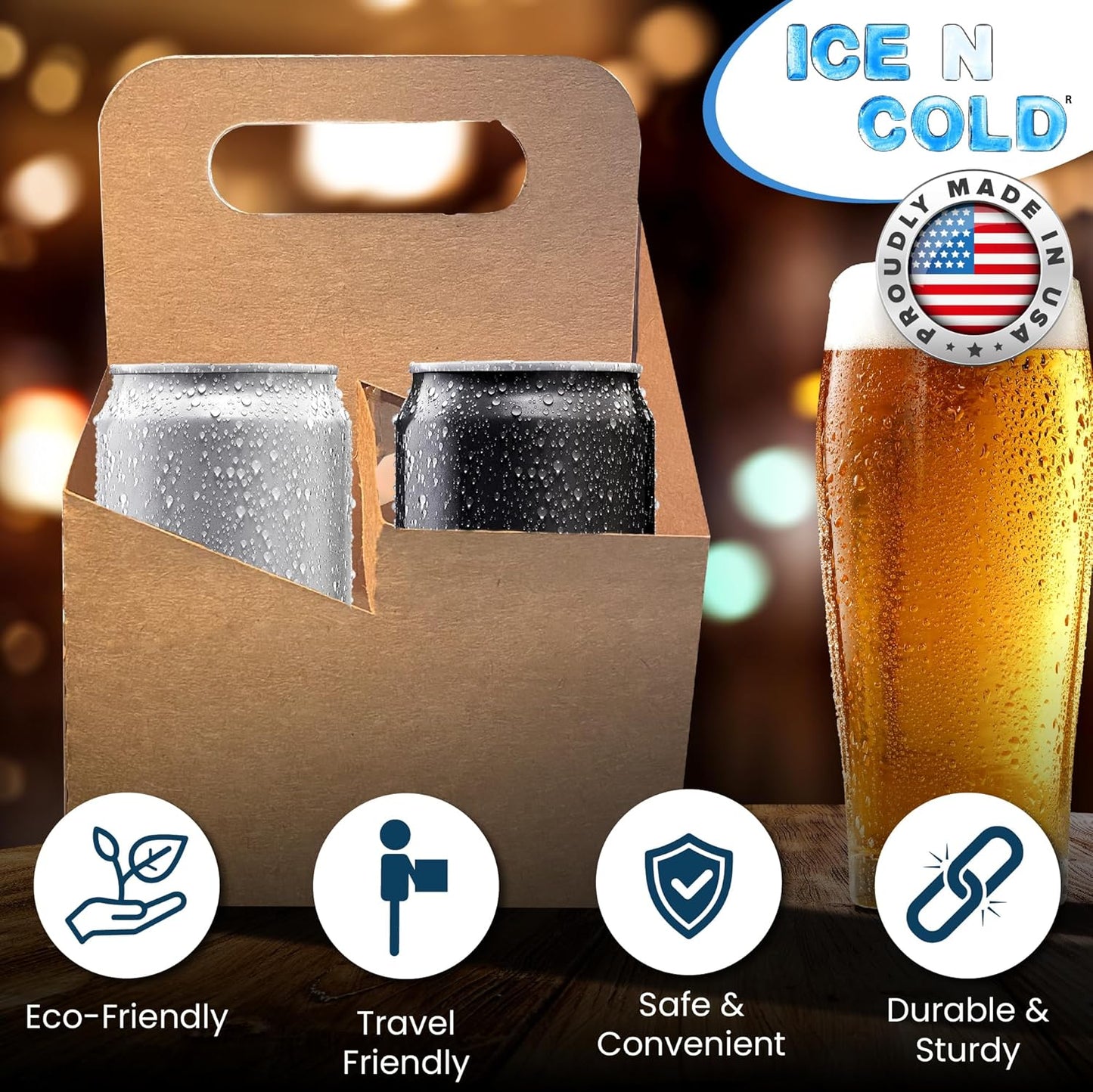 2 Cup Drink Carrier with Handle | Kraft Paperboard Cup Holder | Disposable Cup Holder for Hot or Cold Drinks | Cup Carrier for Food Delivery Services, Uber Eats, Door Dash (30)