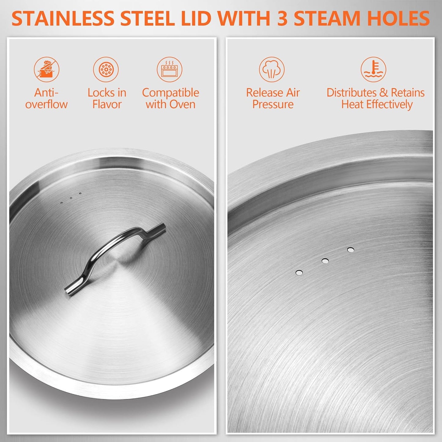 100 Quart Stainless Steel Stock Pot with Lid – Giant Heavy Duty Cooking Pot for Soup, Stew, Crawfish – Commercial Grade, Induction Compatible – Ideal for Catering & Bulk Cooking