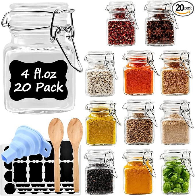 R DRURLCD 20 Pack Small 4 oz Glass Spice Jars by RDRURLCD