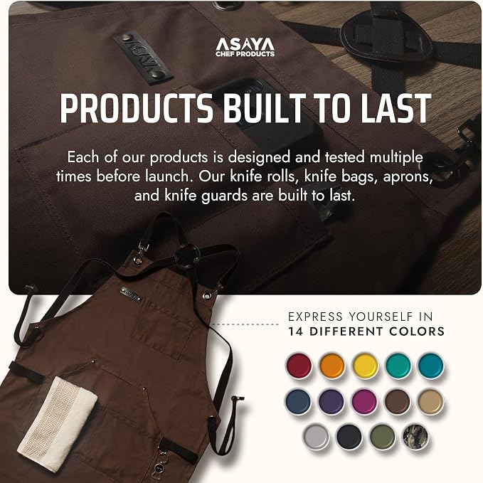 Asaya Chef and BBQ Apron with Bottle Opener and Hand Towel - 10oz Cotton Canvas - Image 6