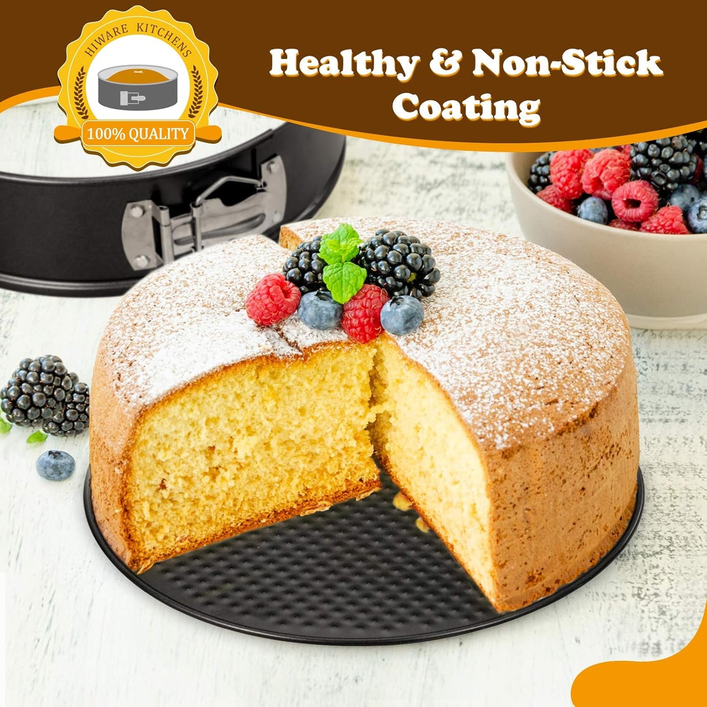 Hiware 8 Inch Non-stick Springform Pan with Removable Bottom - Leakproof Cheesecake Pan