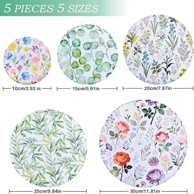 5 Pieces Bowl Covers Reusable, 5 Size Elastic Cloth Bowl Covers - Image 2